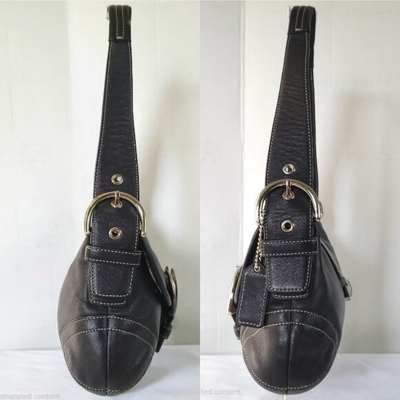 Vintage Coach(9247) Black Leather Soho Magnetic Buckle Flap Purse/Bag - Picture 4 of 14